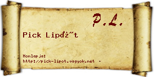 Pick Lipót névjegykártya